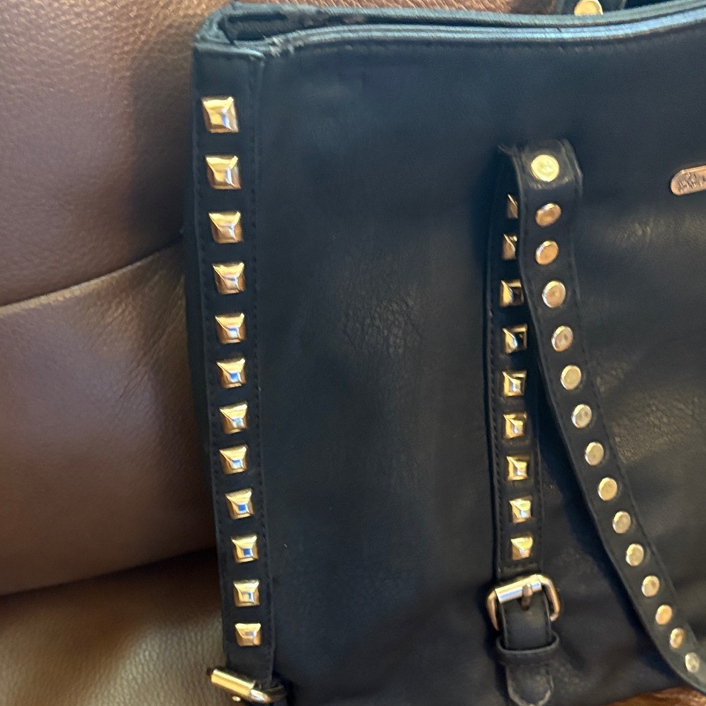 Elegant Black Tote with Gold Accents - Picture 3 of 5